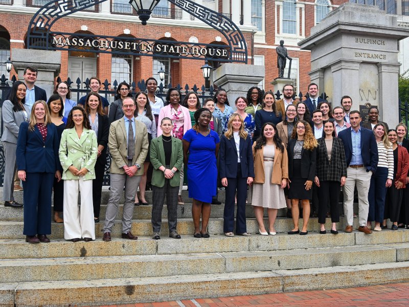 BBA Summer Fellows gathered on the steps of the Massachusetts State House